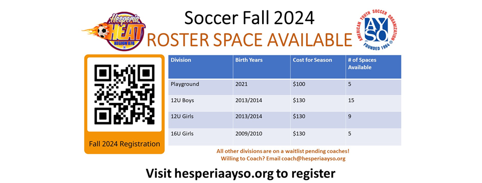 Fall 2024 - Roster Space Available